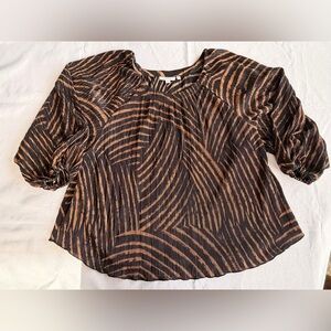 Chico's Black and Brown Zebra Print Crinkle Top Blouse Size 3/XL